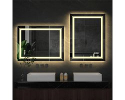Rechthoekige Badkamerspiegel - Badkamerspiegel met verlichting - Wandspiegel met LED verlichting - 50x70 cm