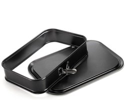 Rechthoekige bakvorm met antiaanbaklaag, scharnier en uitneembare bakplaat, gemaakt van staal, geschikt voor het maken van taarten, tiramisu, brood en desserts, zwart, afmetingen: 28*18*6,5 cm