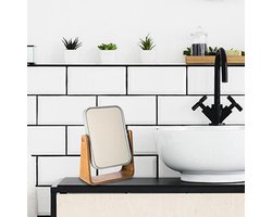 Rechthoekige bamboe tafelspiegel 22x16cm - Wit - Verre|Bambou|Polystyrène - Wit - SILUMEN