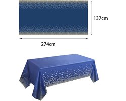 Rechthoekige blauwe tafelkleden voor feest en bruiloft - 3 stuks 137 x 274 cm - Waterdicht en oliebestendig - Papieren rol wegwerp tafelkleed van kunststof