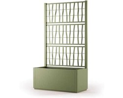 Rechthoekige bloembak - Plantenbak met trellis - Planten en bloemen - Gemaakt van gerecycled materiaal - 80 cm - Olijfgroen