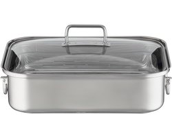 Rechthoekige braadpan - veelzijdig en duurzaam - 1 stuk - roestvrij staal - 38x26x17,6 cm