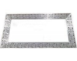 Rechthoekige doorzichtig en zilverkleurige harde plastic tray, 230x400 mm - verpakking van 1 dienblad
