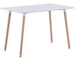 Rechthoekige Eettafel - Moderne Witte Tafel van Hout - Eetkamer Tafel - Te gebruiken als Eettafel, Bureau, of Kantoortafel - 70x110x74 cm