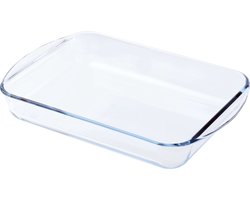 Rechthoekige glazen ovenschaal 2,6 liter 35 x 23 x 5 cm - Ovenschotel schalen - Bakvorm