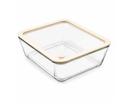 Rechthoekige glazen vershoudbak luchtdicht deksel 2600 ml (25x20 cm) BPA/PFAS vrij