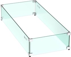 Rechthoekige Glazen Windscherm voor Gas Terrasverwarmer 30x14 Inch