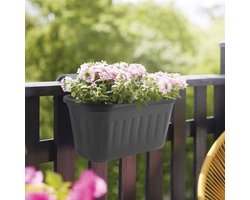 Rechthoekige Hangende Kunststof Balkon Plantenbak/Bloembak met Haken - Bloempot voor Reling - 38 x 18 x 18 cm - Tuin/Balkon Decoraties