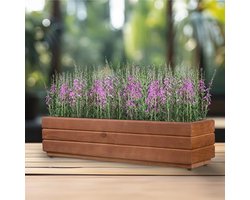 Rechthoekige Houten Bloempot voor Buiten - Tuin en Terras - 110 x 17 x 17 cm