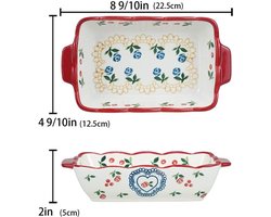 Rechthoekige Keramische Bakvormen Met Handvat Voor Oven - Lasagne Braadpan Individuele Bakvormen 9x5 inch