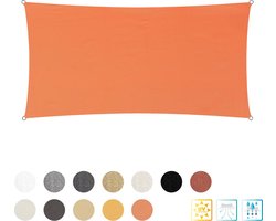 Rechthoekige luifel van Lumaland incl. spankoorden|polyester met dubbele pu-laag | Rechthoekig 2 x 4 Meter | 160 g/m² - oranje