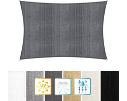 Rechthoekige luifel van Lumaland incl. spankoorden|Rechthoekig 3 x 4 m| 160 g/m² - donkergrijs