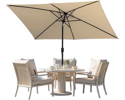 Rechthoekige parasol 2 × 3 m modulair – Metalen frame voor terras en eettafel, kaki