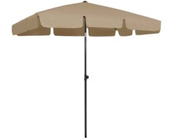 Rechthoekige Parasol Kantelbaar - 200 x 125 cm - Taupe - UV-bestendig & In Hoogte Verstelbaar - Balkonparasol & Strandparasol - Exclusief Voet