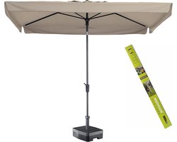 Rechthoekige Parasol met voet en hoes in ecru! Madison parasol Delos 300 x 200 cm | Complete rechthoekige en kantelbare parasol voor in de tuin | 100% Polyester doek
