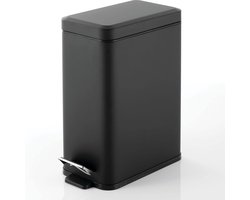 Rechthoekige pedaalemmer 10 L compacte prullenbak badkamer keuken kantoor metaal kunststof zwart supply bin
