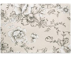Rechthoekige Placemats Set van 4, Katoenen Stof Placemats, Beige Achtergrond en Zwart Bloempatroon, Versier de Woonkamer en Eettafel, 32 x 45 cm