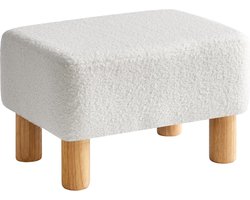 Rechthoekige poef met stabiele houten poten - modern teddyfleece materiaal - zachte gewatteerde zitting - verandering schoenen kruk - woonkamer slaapkamer 40