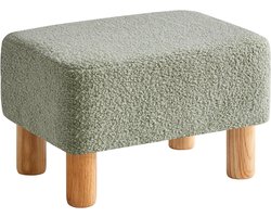 Rechthoekige Poef - Moderne Voetenbank met Houten Poten - Zacht Gewatteerd - Voor Woonkamer en Slaapkamer - Groen - 40x29x25 cm