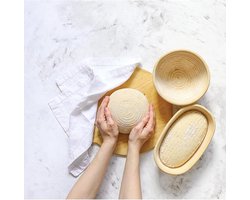 Rechthoekige rotan rijsmand van 23 cm (9 inch), handgemaakte rotan rijsmand voor brooddeeg met voering, geschikt voor zowel professionele als hobbybakkers.