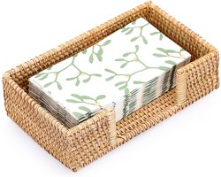 Rechthoekige Rotan Servethouder voor Eettafel Keuken, Handdoekenrek voor Badkamer, IJdelheid, Decoratieve Toilet Tank Mand voor Tissuepapier, Handdoek Opslag, Handwerk (Bruin)