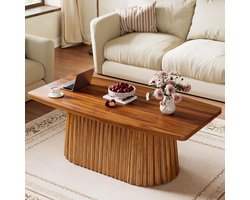 Rechthoekige Salontafel 47.2 Inch - Landelijke Stijl - Groot Blad - Gevouwen Onderstel - Rustiek Houten Meubel voor Woonkamer - Bruin