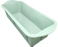 Rechthoekige siliconen bakvorm voor cake 24 cm Groen | cakevorm met handgrepen | cakevormen | toast bakvorm | broodvorm | Broodbakvorm | Bakbrood | brood en cake | anti-aanbaklaag | voor oven en magnetron SILICAKE-PRO