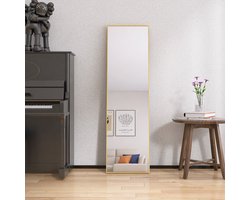 Rechthoekige Staande Passpiegel – Full Body Spiegel met Aluminium Frame – HD Veiligheidsglas – Voor Slaapkamer, Hal & Kleedkamer