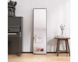 Rechthoekige Staande Passpiegel – Full Body Spiegel met Aluminium Frame – HD Veiligheidsglas – Voor Slaapkamer, Hal & Kleedkamer
