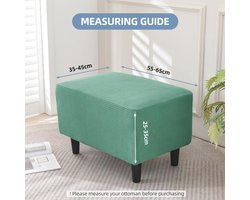 Rechthoekige stretch voetenbankhoes met Jacquard patroon, wasbare en elastische poefbescherming in Matcha groen