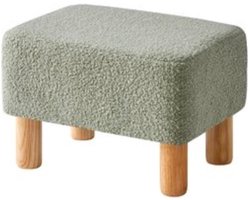Rechthoekige teddy fluwelen voetenbank - geschikt voor woonkamer - 1 stuks - groen - 40 x 29 x 25 cm