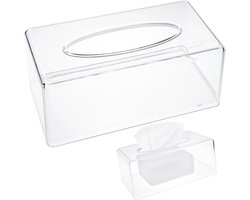Rechthoekige tissuebox van acryl, transparante tissuebox voor badkamer, bureau, aanrecht, kaptafel, slaapkamer en nachtkastje.