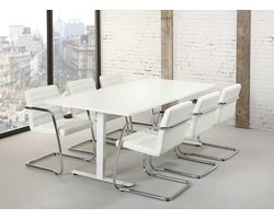 Rechthoekige vergadertafel Teez design 200x100cm bladkleur Wit framekleur Antraciet (Ral 7016)