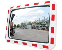 Rechthoekige verkeersspiegel - rood wit 600 x 400 mm