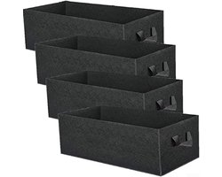 Rechthoekige Vilten Plantzakken 50x30x20 cm | 4 Stuks Niet-Geweven Stof met Handgrepen voor Groenten en Bloemen