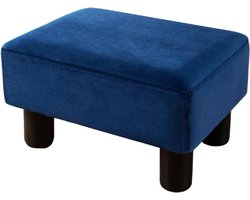 Rechthoekige Voetenbank Fluweel Marineblauw - Kleine Moderne Ottoman Met Antislip Poten - Compacte Voetensteun Voor Bank - Bureau - Kantoor - Woonkamer