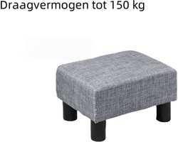 Rechthoekige voetenbank ottomane zitkruk - linnen - draagvermogen tot 150 kg - voor woonkamer hal slaapkamer - grijs