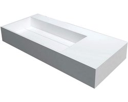 Rechthoekige Wastafel van Massief Steen om op te Hangen - Mat Wit - 90x48 cm