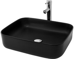 Rechthoekige wastafel zonder overloop 51x40,5x13,5 cm zwart keramiek LuxeBath