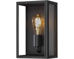 Rechthoekige zwarte buitenlamp met glas