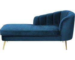 Rechtszijdige chaise longue ALLIER Fluweel Marineblauw