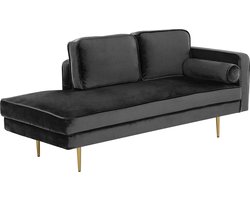 Rechtszijdige chaise longue MIRAMAS Fluweel Zwart