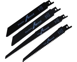 Reciprozaagbladen - 4 stuks - HCS - Zaagbladen - Zaag - Geschikt voor hout, metaal, kunststof - 150 mm - 200 mm - Universeel