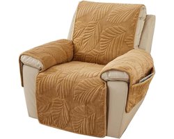 Recliner Stoel Stretch Cover - Complete Bescherming voor Relaxfauteuil - Korte Pluche Hoes voor 1 Persoons Fauteuil - Elastische TV Stoel Bescherming (Oranje)