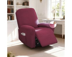 Recliner Stoelhoes met Zakken, Stretch Hoes voor Relaxfauteuil, Jacquard Bescherming voor Televisiestoel en Zonligstoel, Meubelbescherming met Streepdessin