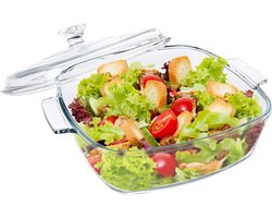 Rectangular Glass Baking Dish with Lid - 1.5 L Capacity, Ideal for 2 People