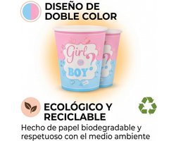 Recyclable Papieren Bekers in Blauw en Roze voor Feestjes, Barbecues en Verjaardagen