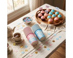 Recyclable Papieren Bekers in Blauw en Roze voor Feestjes, Barbecues en Verjaardagen - Ideaal voor Evenementen en Catering