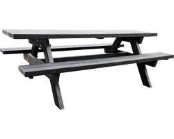 Recycle Kunststof picknicktafel 220cm| 10 persoons | zwart