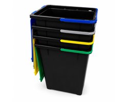 Recycling Prullenbak Set - Prullenbakken - Afvalbakken - Afvalbak – 4 Stuks - 12 Liter - Gekleurde Deksels - Afval Scheiden - Stapelbaar